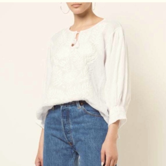 Nili Lotan | Theia Blouse | White Linen | size XS| Excellent - Picture 2 of 13